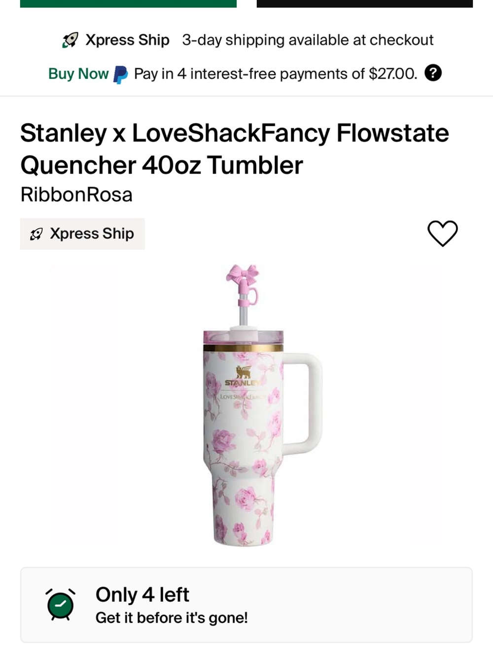 Stanley Pink Rose-Print Pillowcase